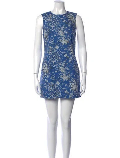 Pre-owned Doen Floral Print Mini Dress In Blue