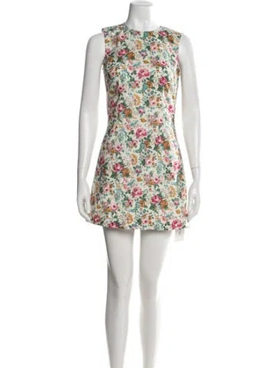 Pre-owned Doen Floral Print Mini Dress In Blue
