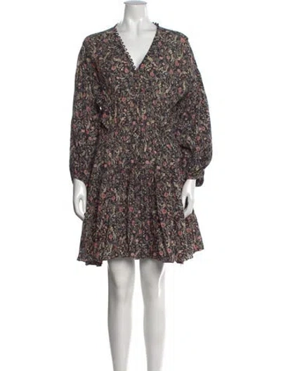 Pre-owned Doen Floral Print Mini Dress In Blue