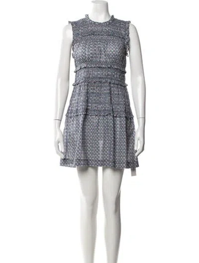 Pre-owned Doen Floral Print Mini Dress In Blue