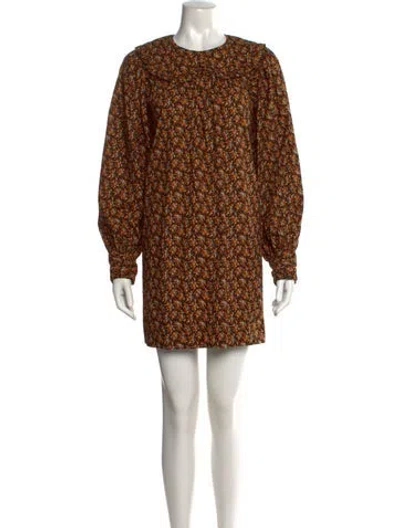 Pre-owned Doen Floral Print Mini Dress In Brown