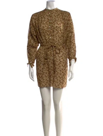 Pre-owned Doen Floral Print Mini Dress In Brown