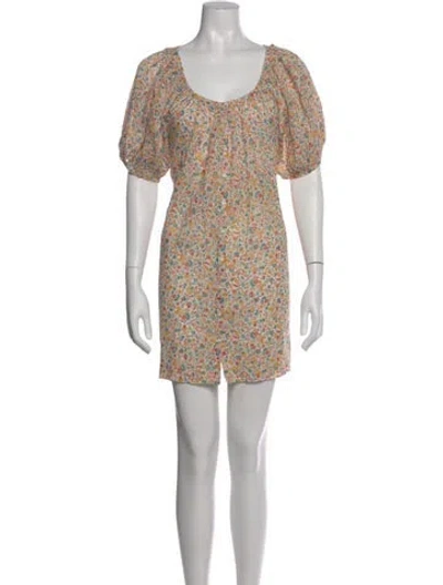 Pre-owned Doen Floral Print Mini Dress In Burgundy