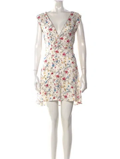 Pre-owned Doen Floral Print Mini Dress In Green