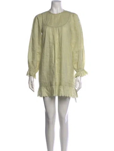 Pre-owned Doen Floral Print Mini Dress In Green