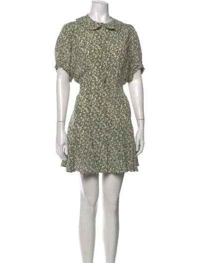 Pre-owned Doen Floral Print Mini Dress In Green/neutrals