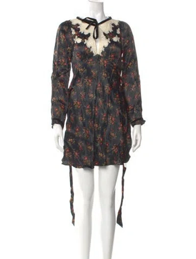 Pre-owned Doen Floral Print Mini Dress In Multi