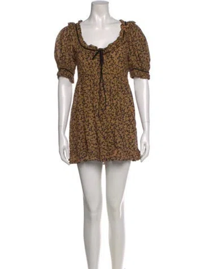 Pre-owned Doen Floral Print Mini Dress In Multi