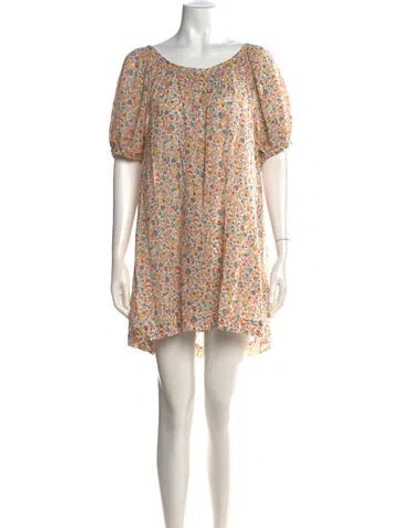 Pre-owned Doen Floral Print Mini Dress In Multicolor