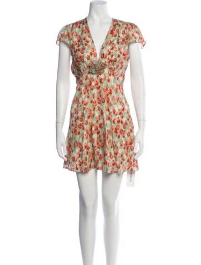 Pre-owned Doen Floral Print Mini Dress In Multicolor