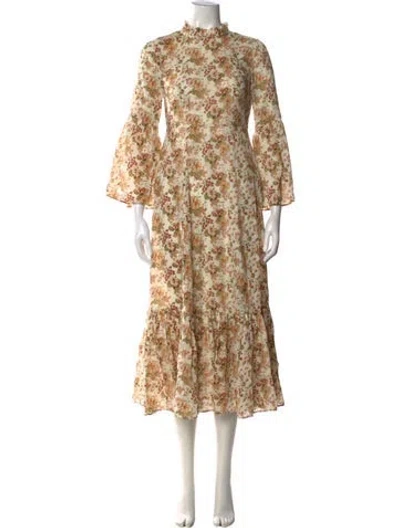 Pre-owned Doen Floral Print Mini Dress In Neutral