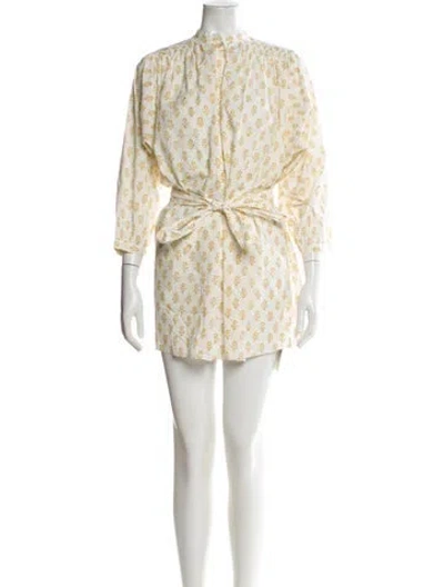 Pre-owned Doen Floral Print Mini Dress In Neutral