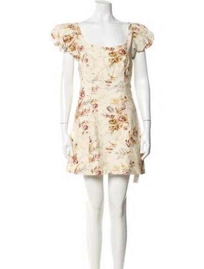 Pre-owned Doen Floral Print Mini Dress In Neutral
