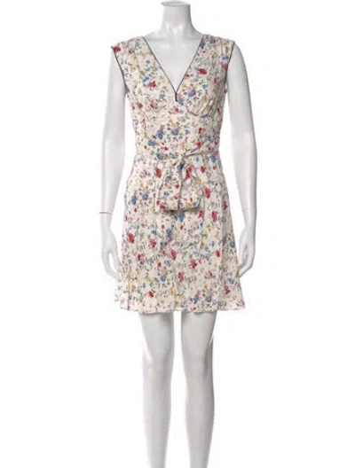 Pre-owned Doen Floral Print Mini Dress In Neutral