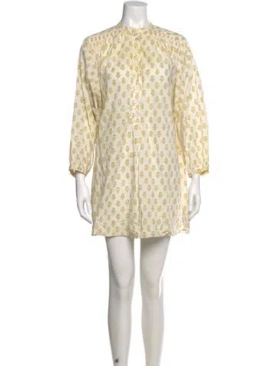 Pre-owned Doen Floral Print Mini Dress In Neutral