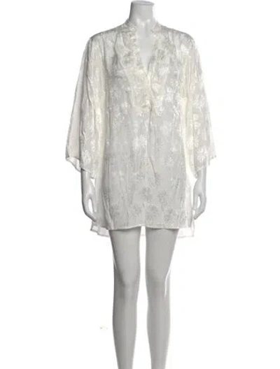 Pre-owned Doen Floral Print Mini Dress In Neutral