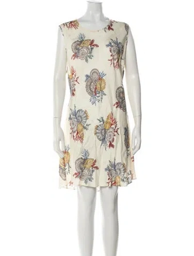 Pre-owned Doen Floral Print Mini Dress In Neutral