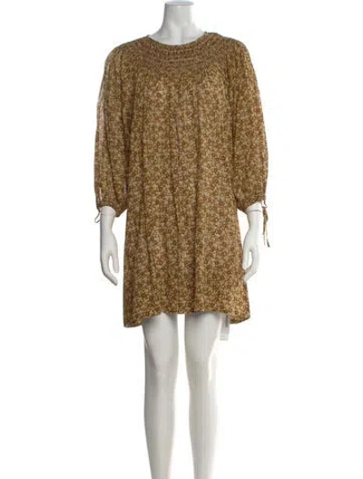 Pre-owned Doen Floral Print Mini Dress In Neutral