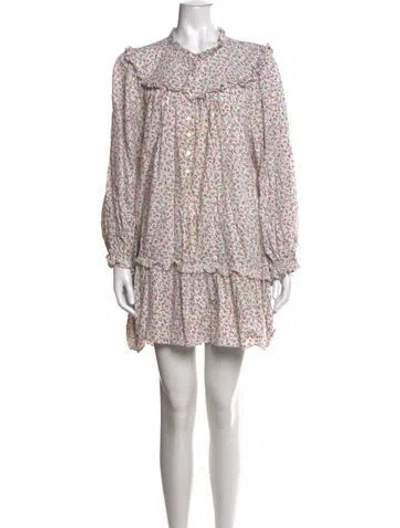Pre-owned Doen Floral Print Mini Dress In Neutral