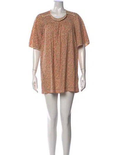Pre-owned Doen Floral Print Mini Dress In Neutral
