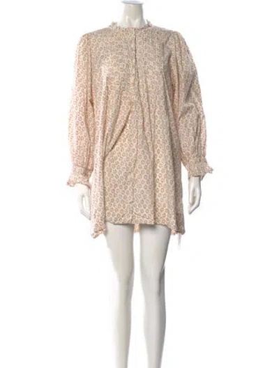 Pre-owned Doen Floral Print Mini Dress In Neutral