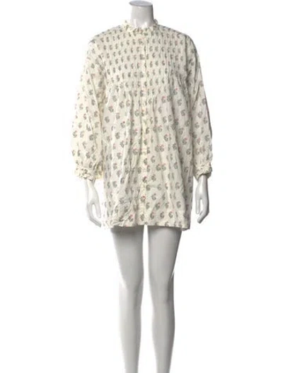 Pre-owned Doen Floral Print Mini Dress In Neutral
