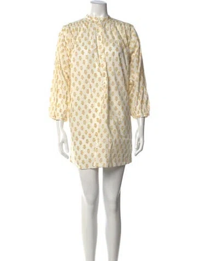 Pre-owned Doen Floral Print Mini Dress In Neutral