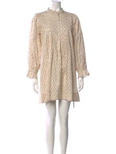 Pre-owned Doen Floral Print Mini Dress In Neutrals