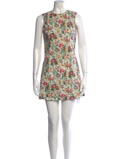 Pre-owned Doen Floral Print Mini Dress In Neutrals