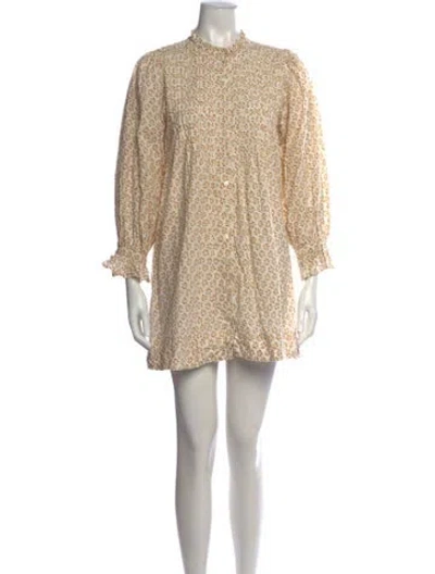 Pre-owned Doen Floral Print Mini Dress In Neutrals