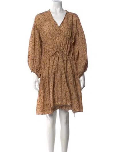 Pre-owned Doen Floral Print Mini Dress In Neutrals
