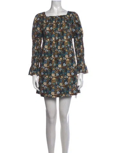 Pre-owned Doen Floral Print Mini Dress In Neutrals