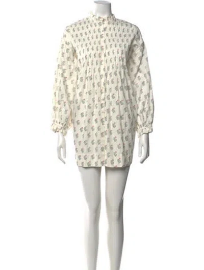 Pre-owned Doen Floral Print Mini Dress In Neutrals