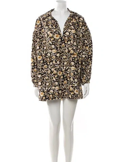 Pre-owned Doen Floral Print Mini Dress In Neutrals
