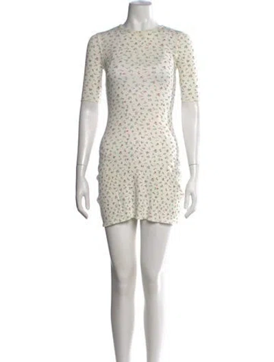 Pre-owned Doen Floral Print Mini Dress In Neutrals