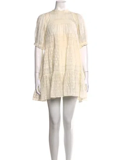 Pre-owned Doen Floral Print Mini Dress In Neutrals
