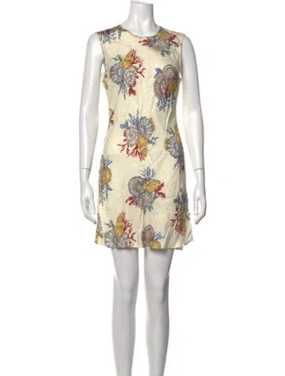 Pre-owned Doen Floral Print Mini Dress In Neutrals