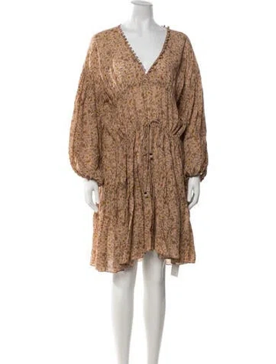 Pre-owned Doen Floral Print Mini Dress In Neutrals