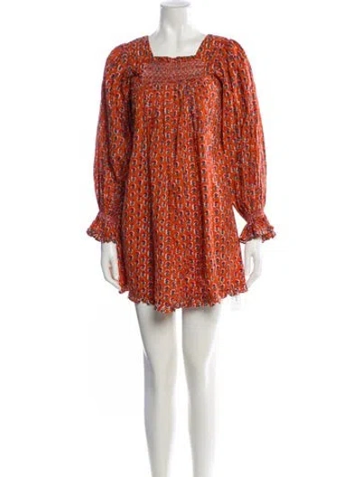 Pre-owned Doen Floral Print Mini Dress In Orange