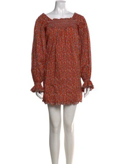 Pre-owned Doen Floral Print Mini Dress In Orange