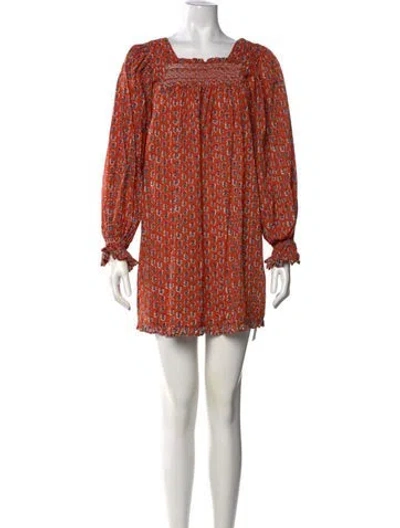 Pre-owned Doen Floral Print Mini Dress In Orange