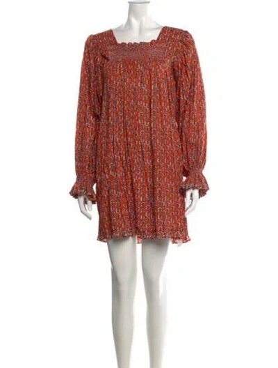 Pre-owned Doen Floral Print Mini Dress In Orange