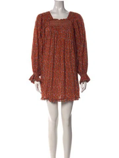 Pre-owned Doen Floral Print Mini Dress In Orange