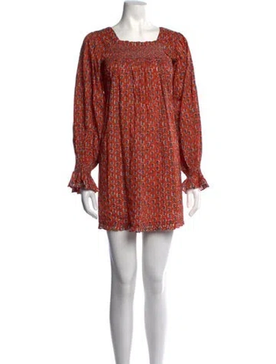Pre-owned Doen Floral Print Mini Dress In Orange