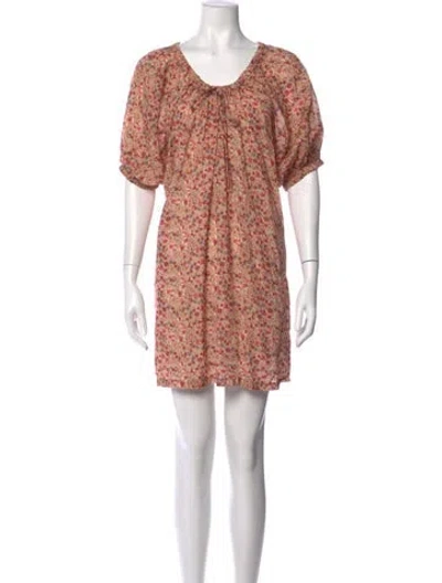 Pre-owned Doen Floral Print Mini Dress In Pink