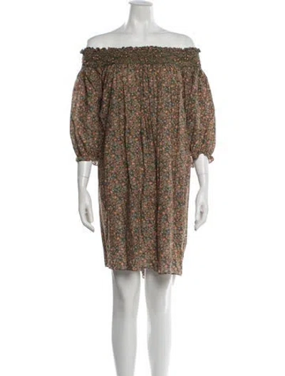 Pre-owned Doen Floral Print Mini Dress In Pink