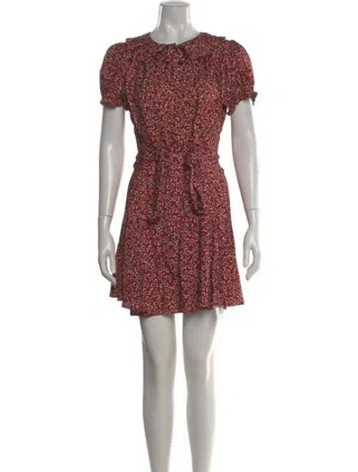 Pre-owned Doen Floral Print Mini Dress In Red