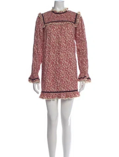 Pre-owned Doen Floral Print Mini Dress In Red