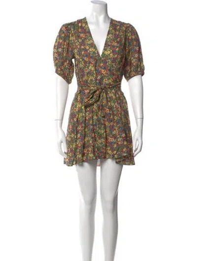 Pre-owned Doen Floral Print Mini Dress In Red