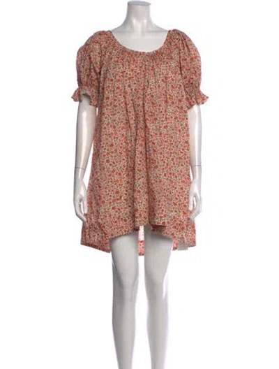 Pre-owned Doen Floral Print Mini Dress In Red